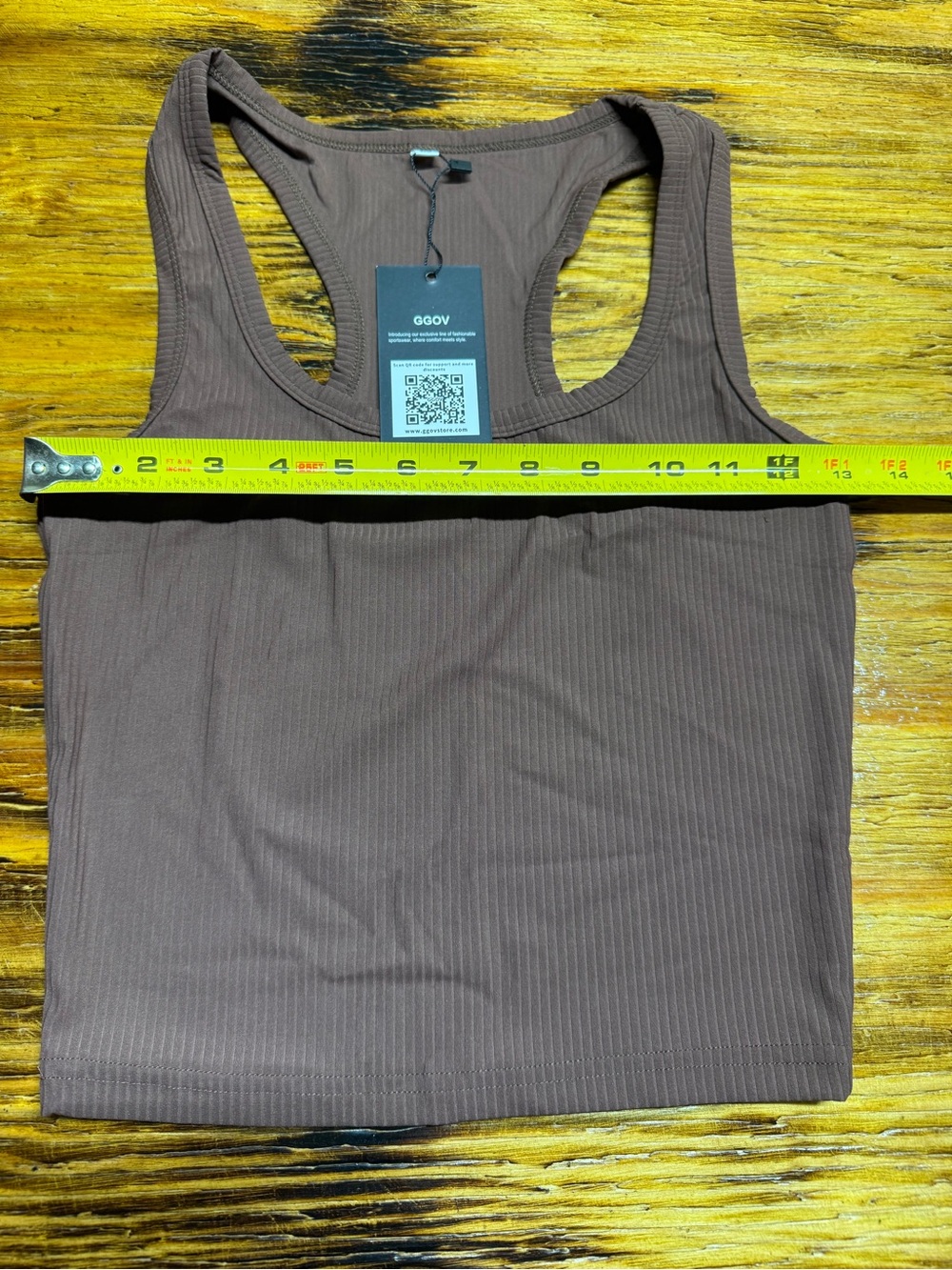 Brown Ribbed Racerback Tank Top - Picture 5 of 6
